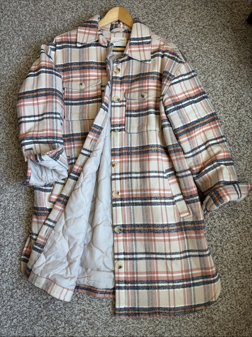 Universal Thread Plaid Shacket in Cream, Tan & Black
